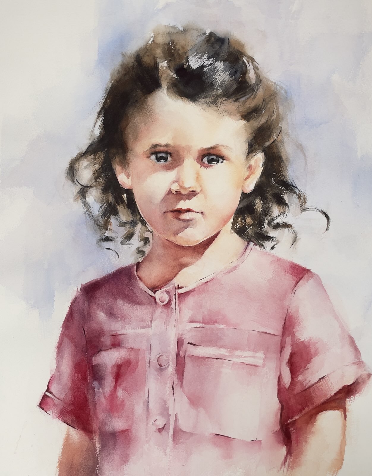Portrait d'enfant primé à l'aquarelle par Thaïs